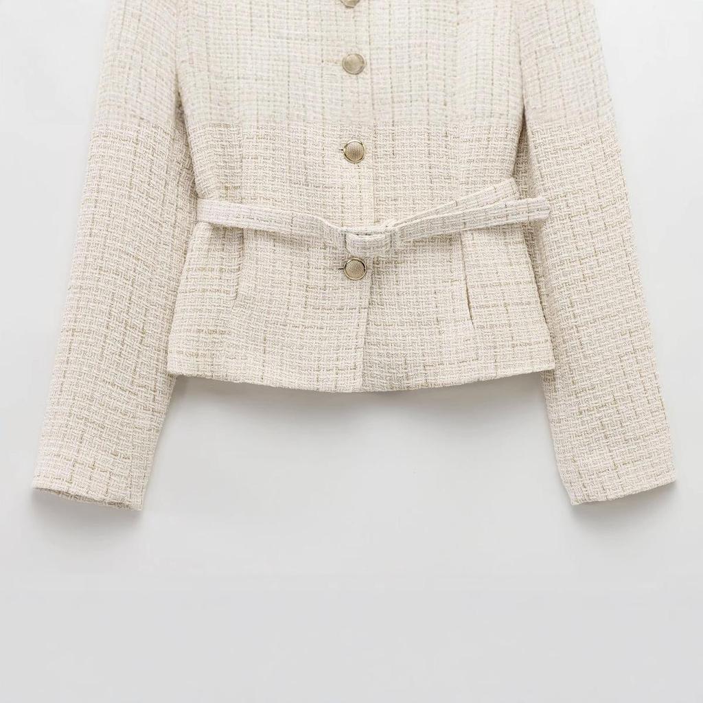 2025 Spring Women's European & American Style Long Sleeve Round Neck Casual Suit Jacket