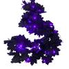 Künstlicher Ahornblatt-Girlande mit 36 schwarzen Spitzen und LED-Lichtern für Thanksgiving Halloween Heimdekoration