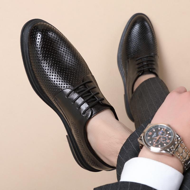 Summer Elevator Shoes Men Dress Shoes 3/6/8 Cm Men Formal Shoes Hollow Classic Business Luxury Men Oxfords Footwear Suit Shoes