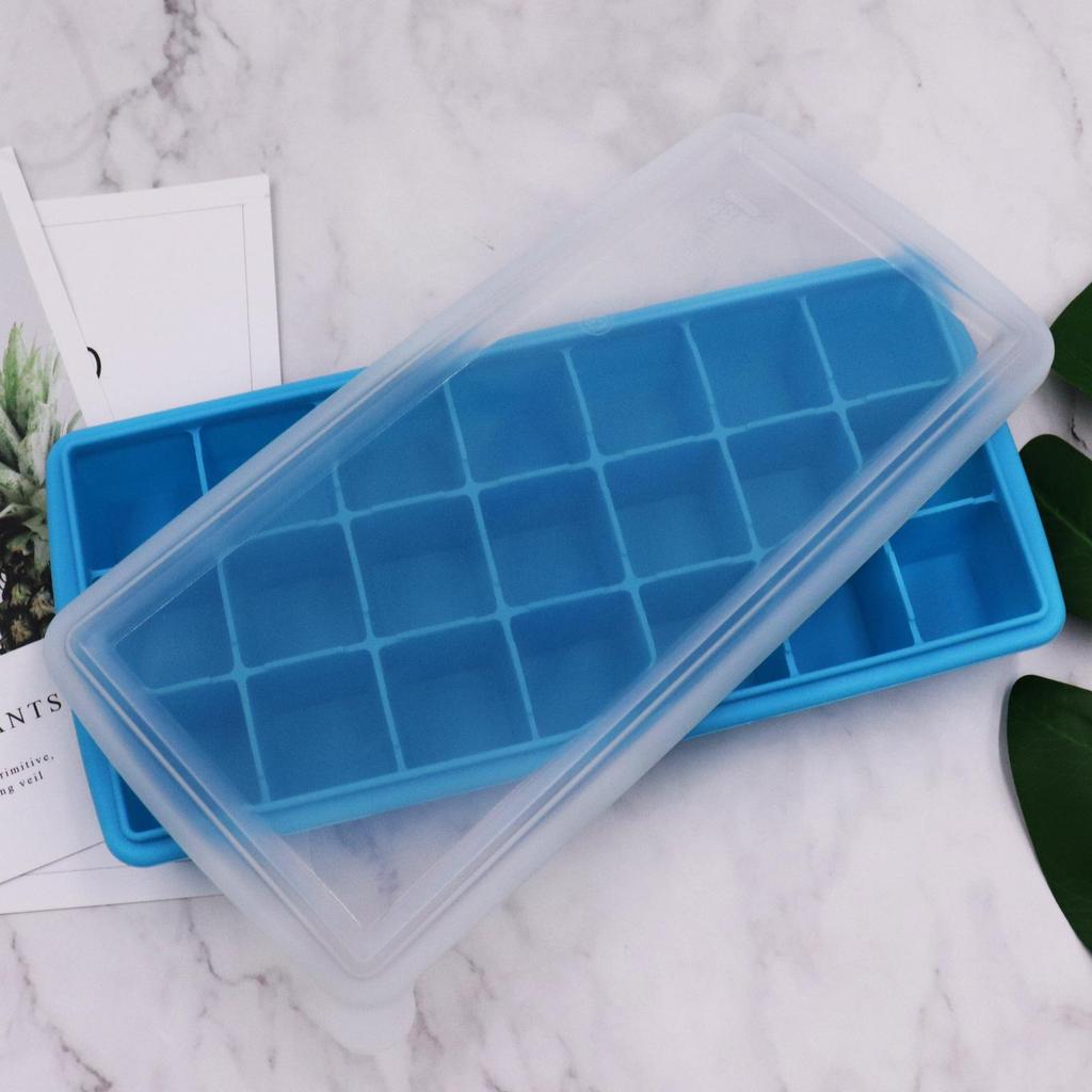 Silicone Ice Tray with Lid - 21 Compartment Fresh-Keeping Box for Cocktail Ice Cubes