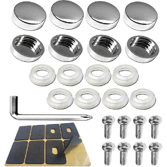 BGGTMO Black License Plate Screws- Stainless Steel Plate Mounting Hardware For Car Tag Frame, Anti-Theft Security Self-Tapping Screws Fit Front