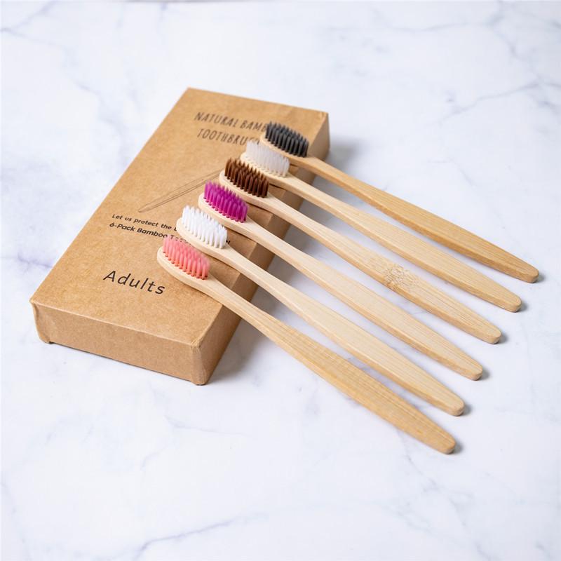 Bamboo Toothbrush Set for Kids & Adults - Round Handle (4, 5, 8, 10 pcs) with Optional Logo