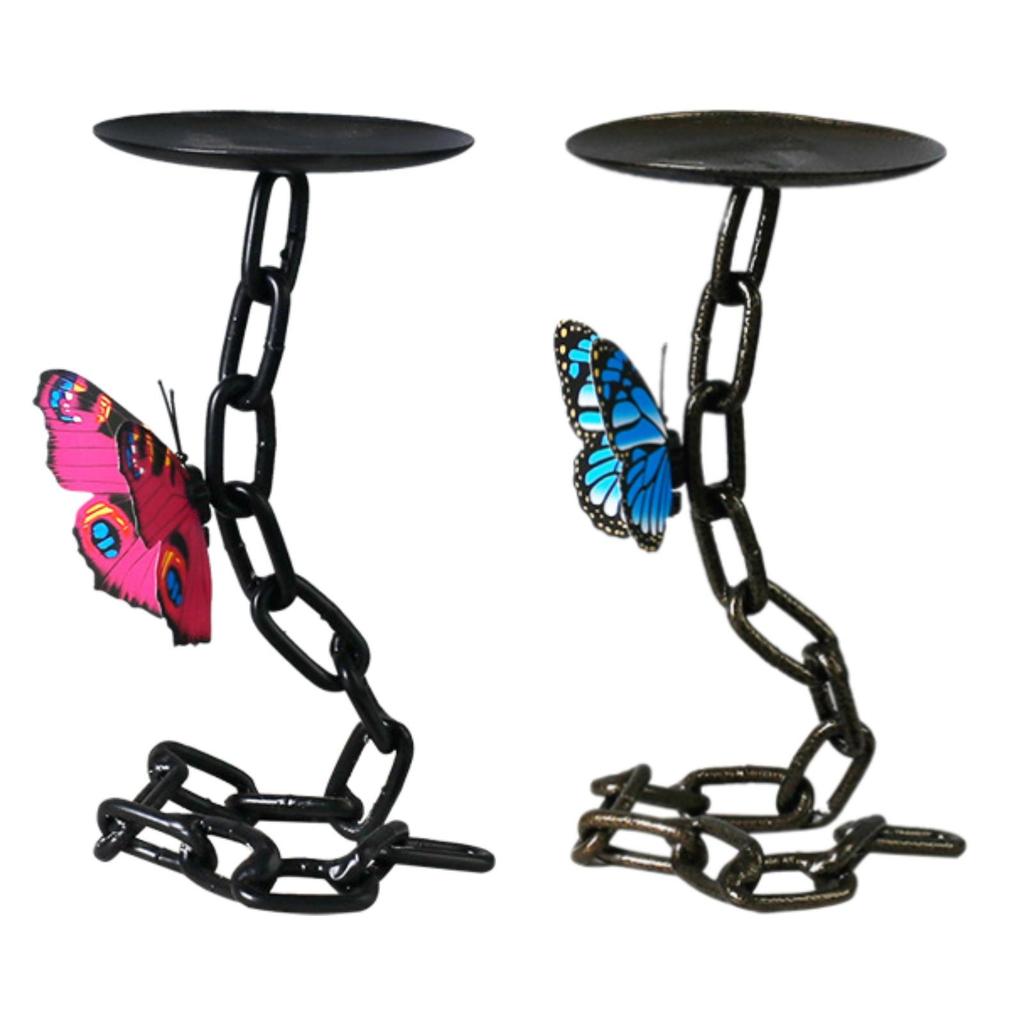 Decorative Iron Candle Holder Butterfly Chain Table Ornament Creative Centerpiece for Bedroom Wedding Party Holiday Celebration