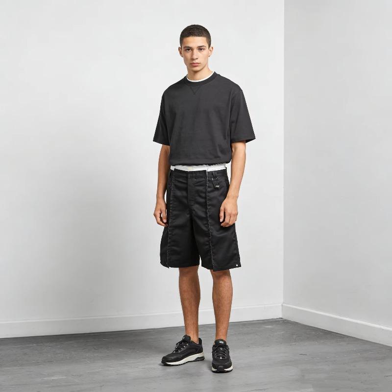 DRIPX Streetwear Raw Edge Cargo Shorts Mens Beige Deconstruct Splice Relaxed Fit Knee-Length Casual Shorts Wide Leg Outdoor Bottoms