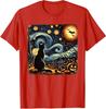 Halloween Van Gogh Starry Night Black Cat Pumpkins Unisex T-Shirt