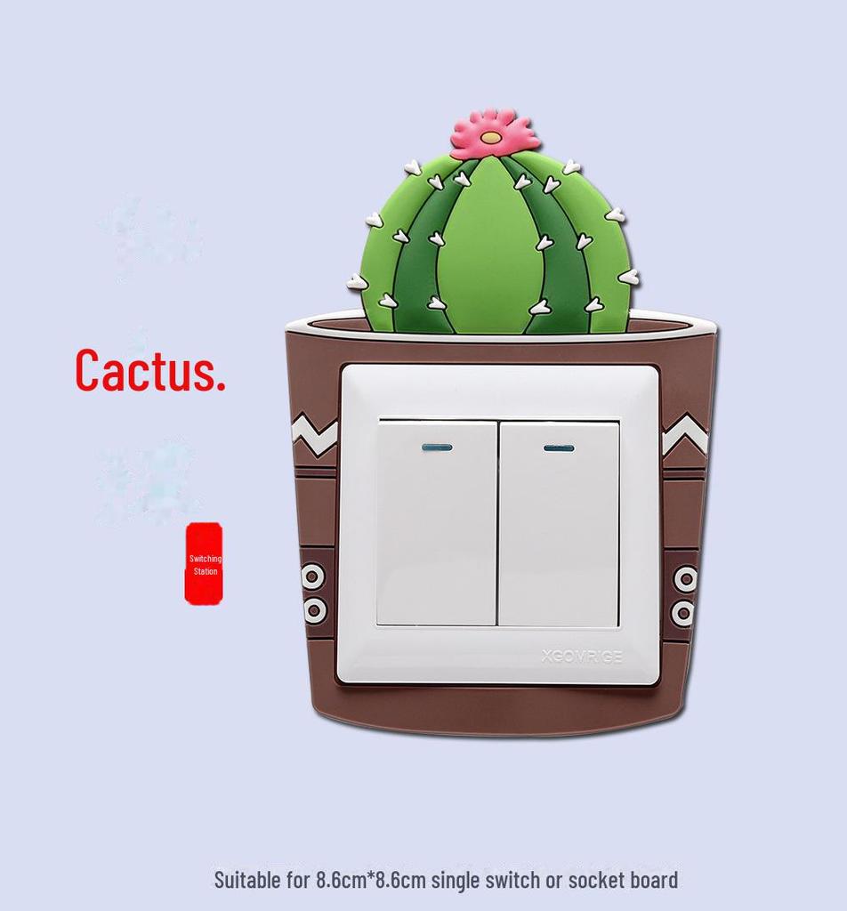 Luminous Cactus Switch Cover: Creative Wall Stickers and Decorative Socket Covers