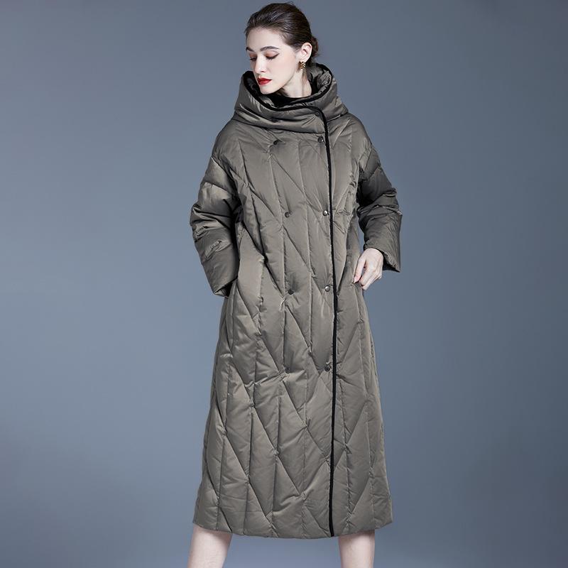 European station down jacket women's long knee winter new loose solid color versatile thickened warm jacket
