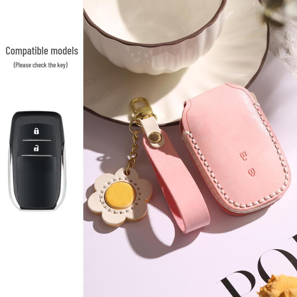 Handcrafted Leather Key Cover for Toyota Models (Asia Dragon, Camry, Senna, Corolla) - Mist Wax Vegetable-Tanned Cowhide