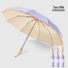 32-Rib Women’s Folding Umbrella: Dual-use for Sun & Rain, UV Protected, Colored Coating, Enlarged, Reinforced & Thickened.