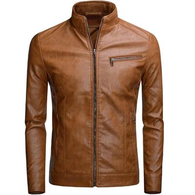 Men's European/American Casual Stand Collar Motorcycle Leather Jacket Coat - 2025 Autumn/Winter Trend