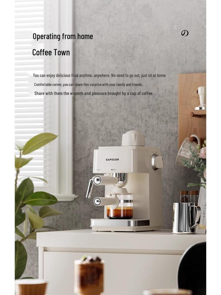 Retro Włoski Ekspres do Espresso ze Spieniaczem do Mleka - Półautomatyczny, Idealny do Użytku Domowego