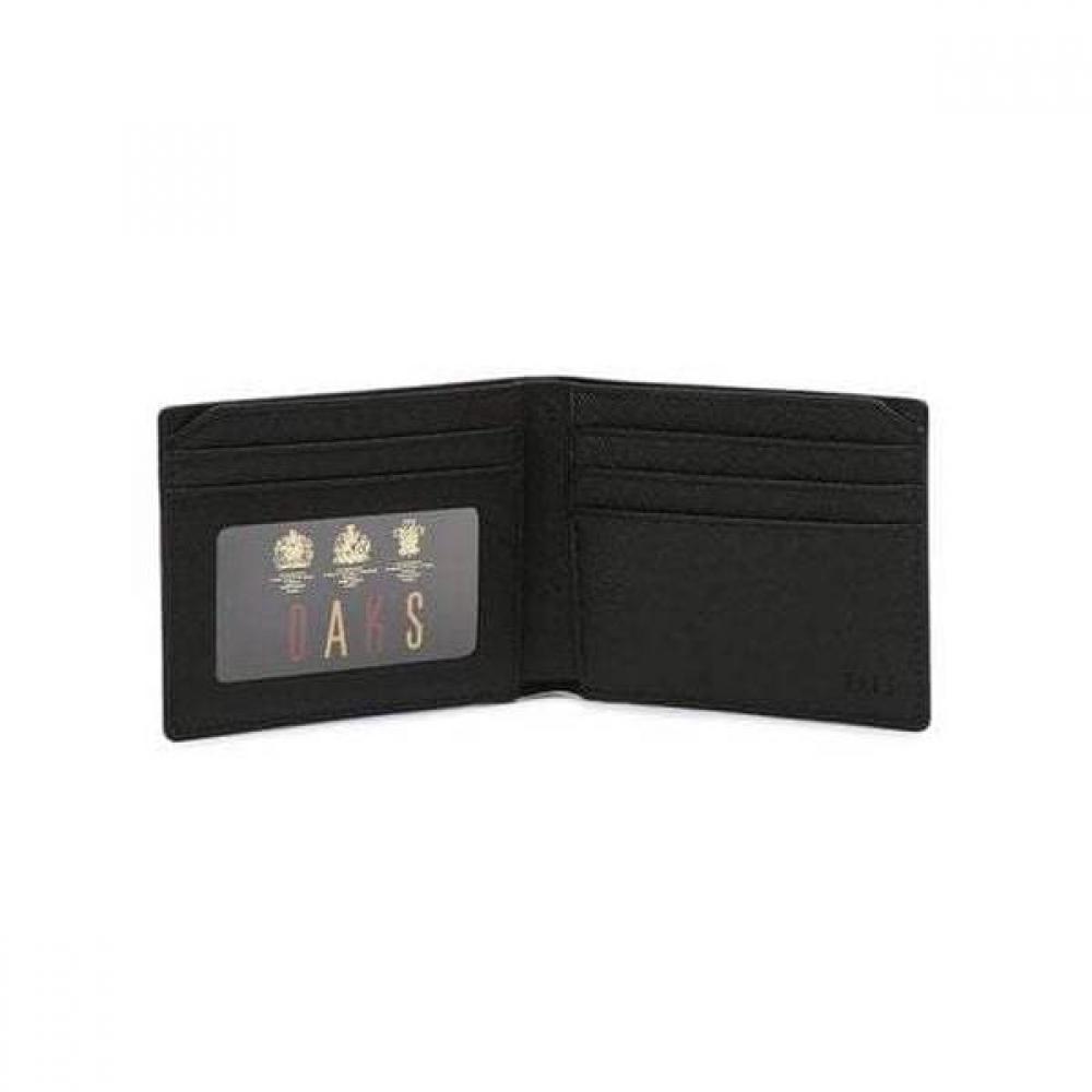 Daks Black Leather Logo Dd Pattern Slim Wallet Dbwa5f126bk