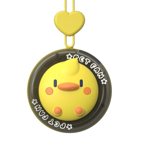

Hanger Fan Mini Portable Round Palm-Sized Fan with Built-in Lanyard Cartoon Animal Design Multi-Speed Adjustable Cooling Fan Duck