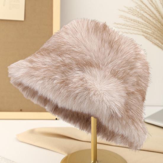 Winter Basin Hat Solid Color Thickened Soft Plush Warm Bucket Hat Windproof