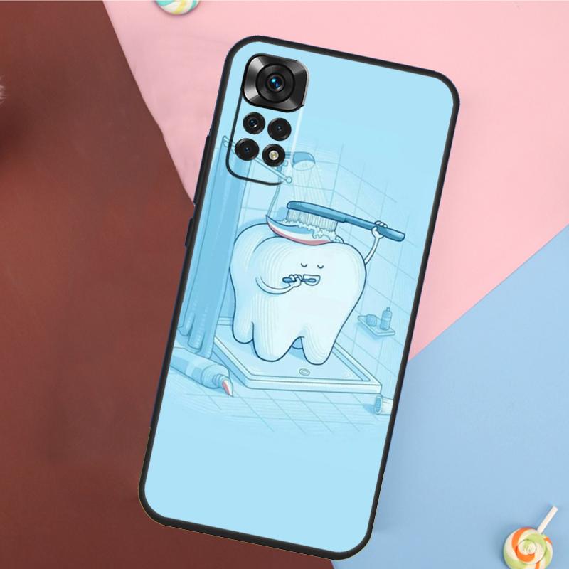 Cartoon Dentist Dental Crowned Teeth Cover For Xiaomi Redmi Note 13 Pro 14 12 11 9 10 9S 10S 11S 12S Redmi 14C 10C 12C 13C Case