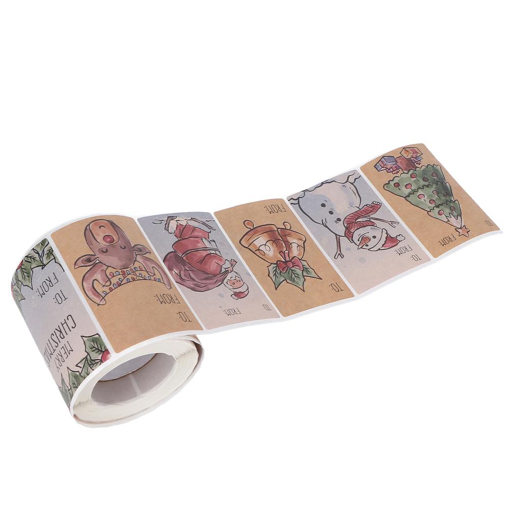 Christmas Sticker 6 Designs 250 Adhesive Xmas Decorative Labels for Cards Gift Envelopes Boxes