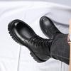 Autumn New Men Comfortable Genuine Leather British Style Thick Bottom Boots Classic White Men Side Zipper Big Head Leather Shoes