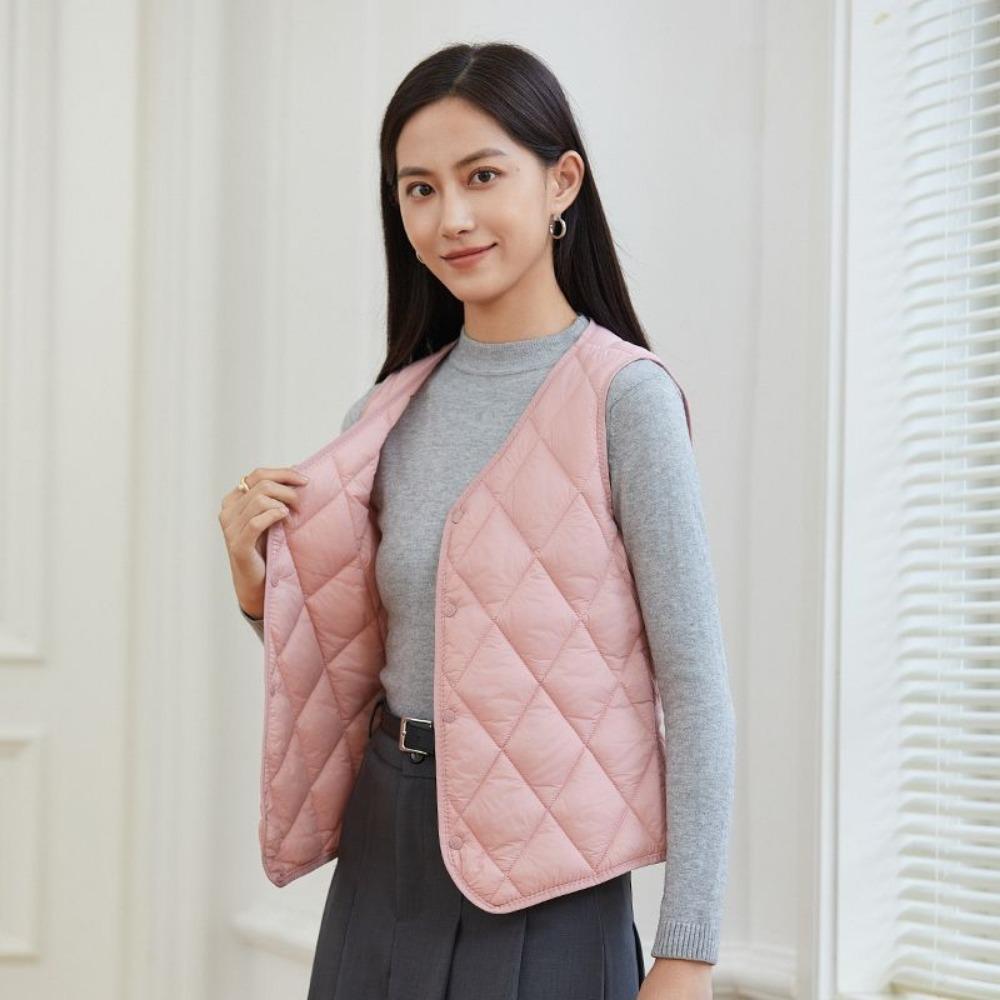 Autumn/Winter Down-Filled Cotton Waistcoat Liner Women's Lightweight Warm Inner Vest Form-Fitting Slimming Underwear Waistcoat