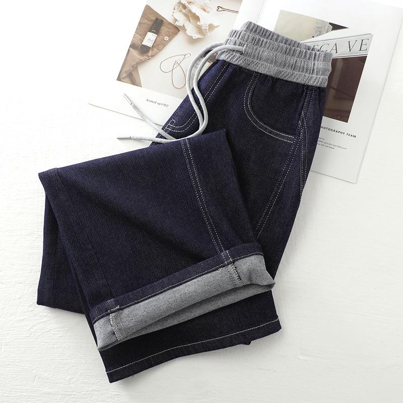 Dámské džíny s vysokým pasem, tmavě modré, retro šavlový střih - Nová jarní a podzimní kolekce 2025, zeštíhlující styl s rovnými nohavicemi