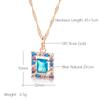Kienl Fashion  Rose Gold Color Square Pendant Necklace For Women Blue Natural Zircon Accessories High Quality Daily Jewelry