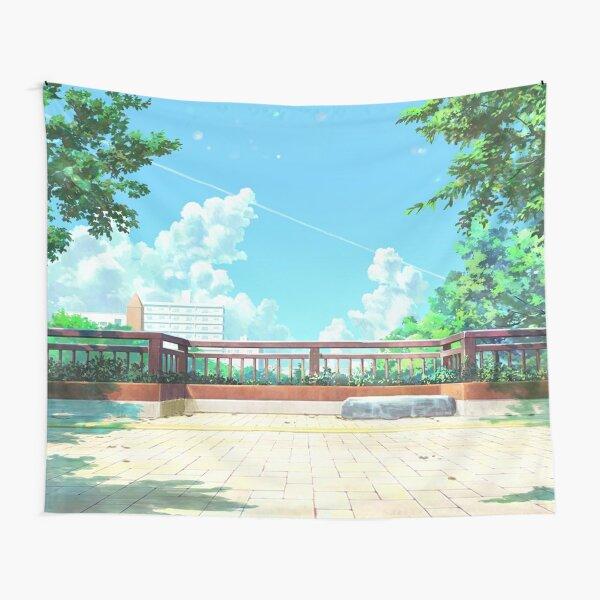 Anime Scenery Tapestry Japanese Mountain with Cherry Blossom Tapestries Sakura Village Wall Tapestry for Bedroom Aesthetic Decor
