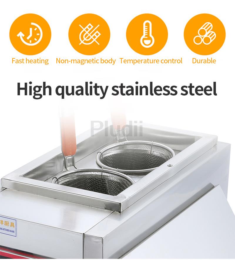 Commercial Electric Pasta Cooker Table Top Noodle/Flour Food Stainless Steel Double Baskets Boiler Cooking Stove Machine 2000W