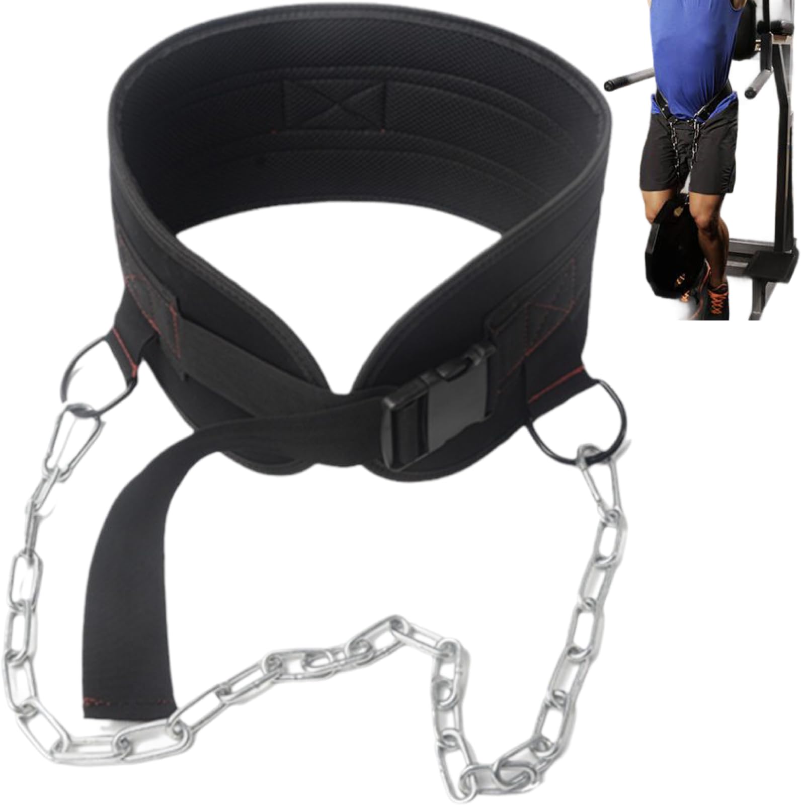 

Ailunate Dipping Belt, Weighted Dip Belt with Dumbbells, Bodyweight Training Belt, Strength Training Chain, Durable, Adjustable Length, Black