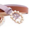 Klasyczny pasek ze sztucznej skóry z cyrkoniami, akcesoria z perłami, pasek do sukienki dla kobiet
