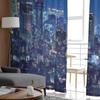 Paisagem urbana de Tóquio à noite Cortinas luxuosas de chiffon transparente para decoração de sala de estar, quarto, cortina de tule Voiles