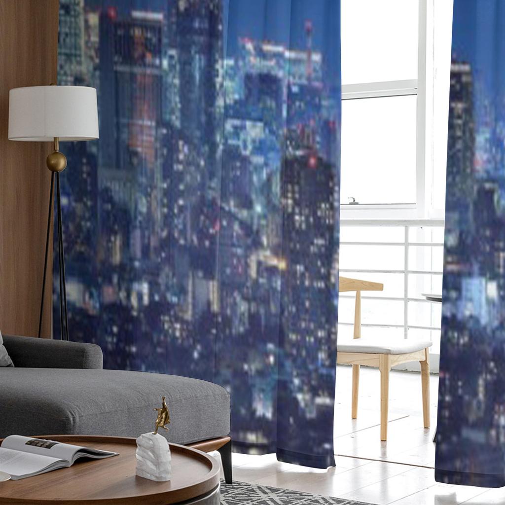 Tokio Stadtbild bei Nacht Luxuriöse Chiffon Gardinen Transparent für Wohnzimmer Schlafzimmer Dekoration Fenster Voiles Tüllvorhang