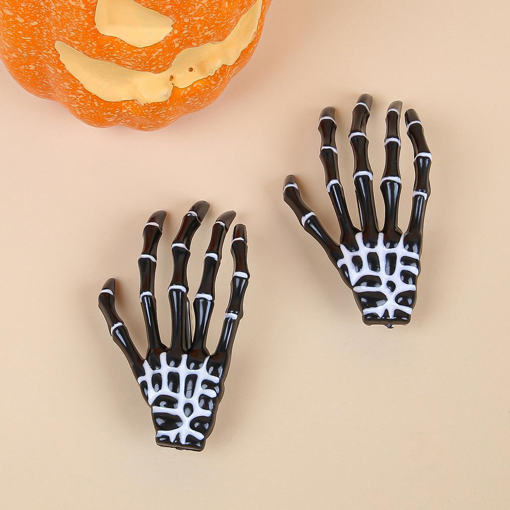 2 STÜCKE Kreative Skelett Hand Haarspange für Frauen Mädchen Gothic Stil Bunte Haarnadel Halloween Make-up Party Haarschmuck