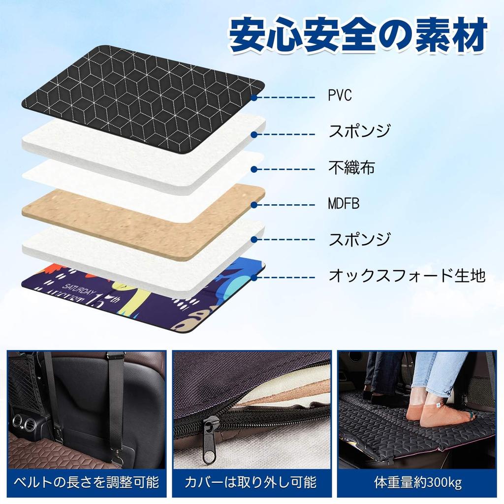 GIMUYA Samochodowe Siedzisko Tylne do Spania Samochodowe Kompaktowe Idealne na Zewnątrz Katastrofa Zwierzę Samochód Kompatybilne z Kei Czarna Mata, Podkładka, Składane, Łóżko, Przechowywanie, Kemping,