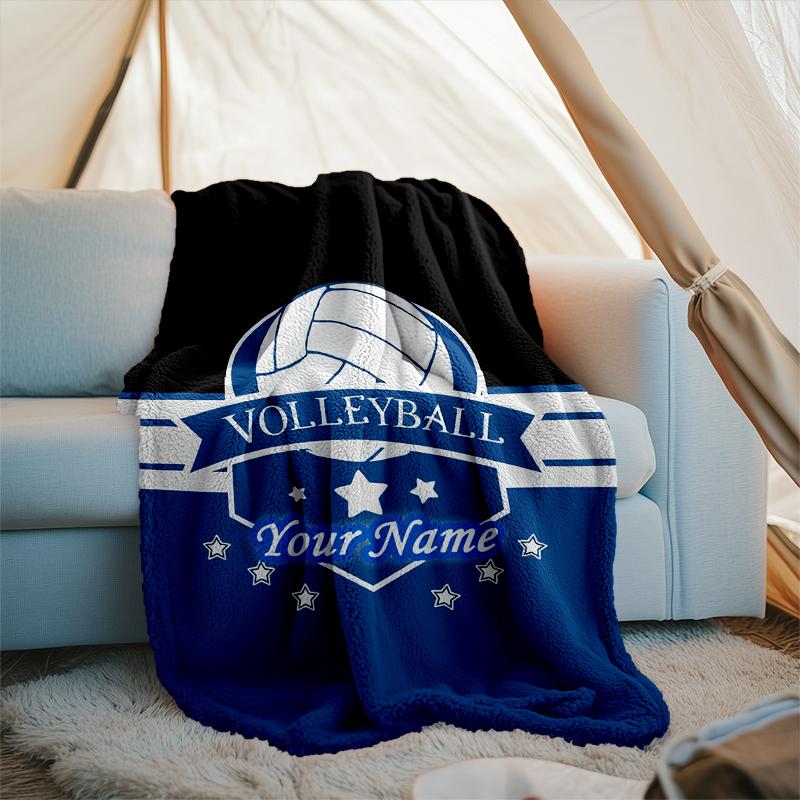 1PC Custom Name Volleyball Spirit Jersey Outdooor Flannel Blankets Patterns Throw Blanket All-Season Soft Gift for Couch, Bed, Camping Gifts