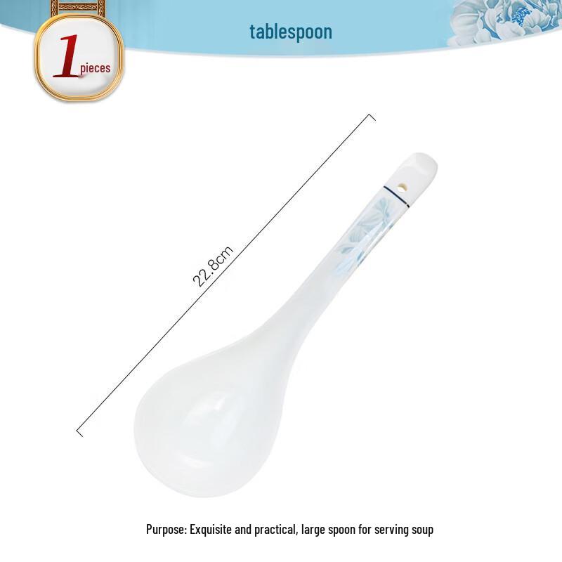 Tangshan Bone China Long Handle Soup Spoon - Ceramic Tableware Ladle Spoon