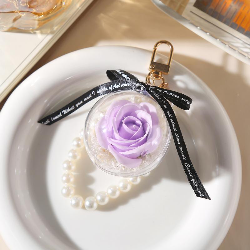 1Pcs Fashion Colorful Fairy Forever Rose Flower Keychains Lover Key Chain Jewelry Flower Hanging Keychain Romantic Gifts