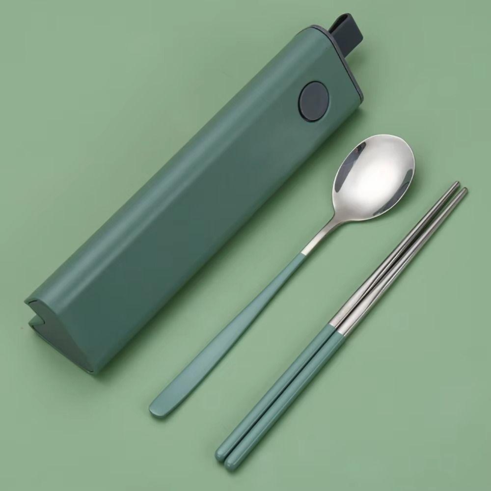 2/3Pcs Pull-out Cutlery Box Portable Cutlery Set Chopsticks Fork Spoon Dinner Set Dinner Set