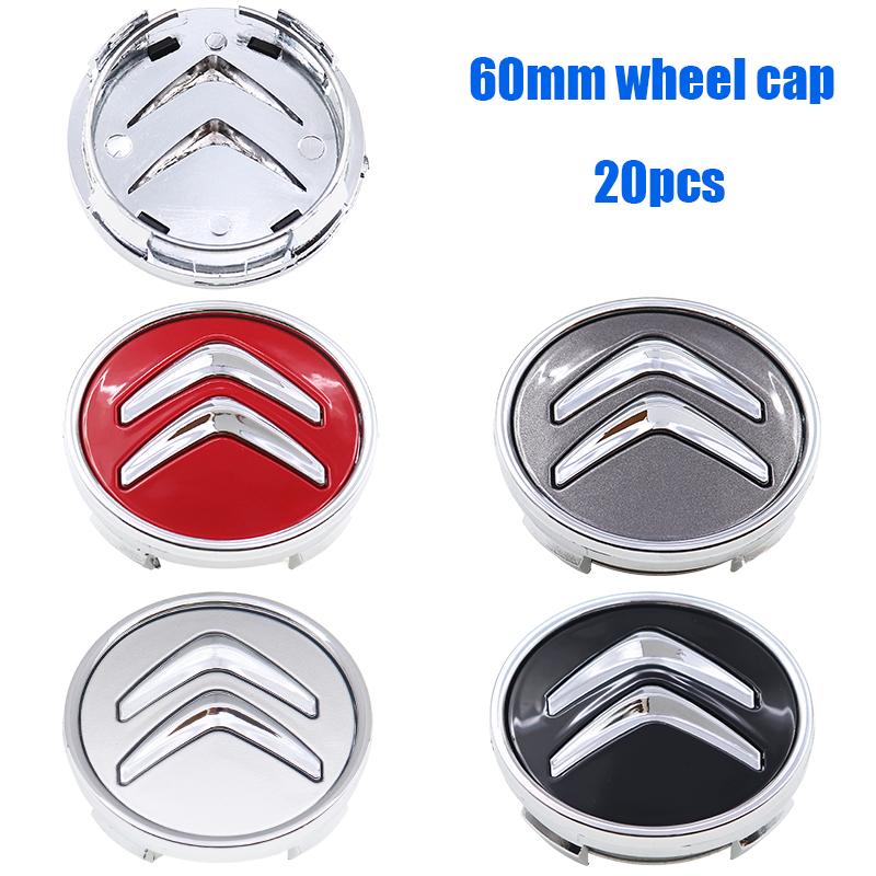 20pcs 60mm Citroen 3D Logo Car Emblem Wheel Center Hub Cap Auto Rim Refit Dust-proof Badge Covers Sticker Styling Accessories
