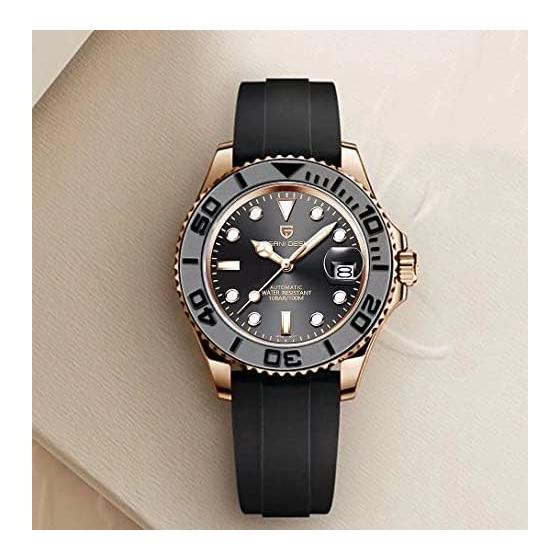 PAGANI DESIGN Men's Watch Made in Japan SEIKO Movement NH35 Yacht Master Diver's Automatic Mechanical Case with Waterproof Ceramic Bezel Business