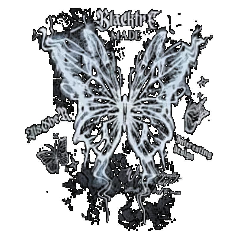 Oversized T Shirt Black Butterfly Graphic Print With Text Design For Casual Streetwear Fashion