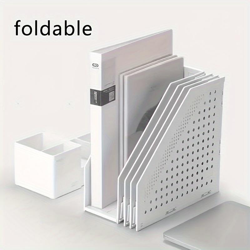 High qualityRetractable 4-Compartment Bookshelf File Storage Box: Desk Necessities & Data File Organizer for Office Furniture, School Storage