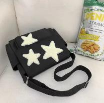 Dames Sterpatroon Messenger Bag Casual Tote Dame Eenvoudige Grote Capaciteit Schoudertas Meisje Reizen School Boekentas Handtas zwart