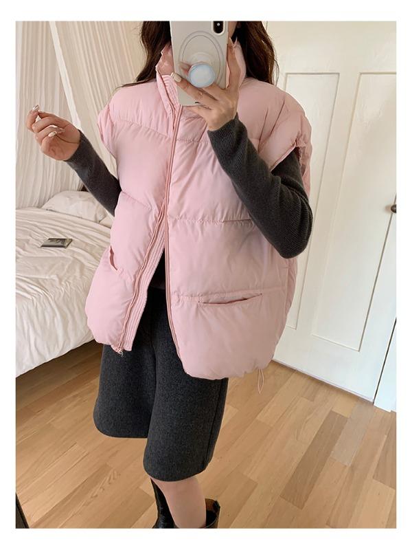 DIMANAF 2025 Women Parkas Plus Size Vest Coats Jackets Short Sleeveless Outerwear Thick Warm New Autumn Winter