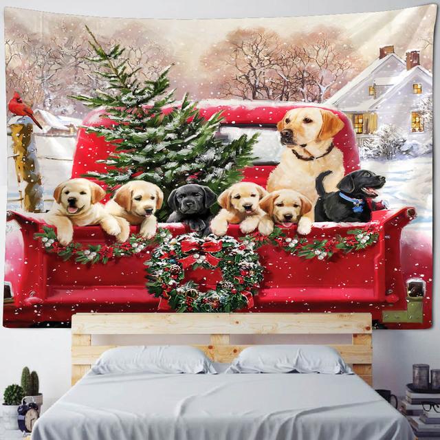 Christmas Tree Snow Tapestry Wall Hanging New Year Gift Elk Christmas Home Decoration Bohemian Aesthetics Bedroom Decoration