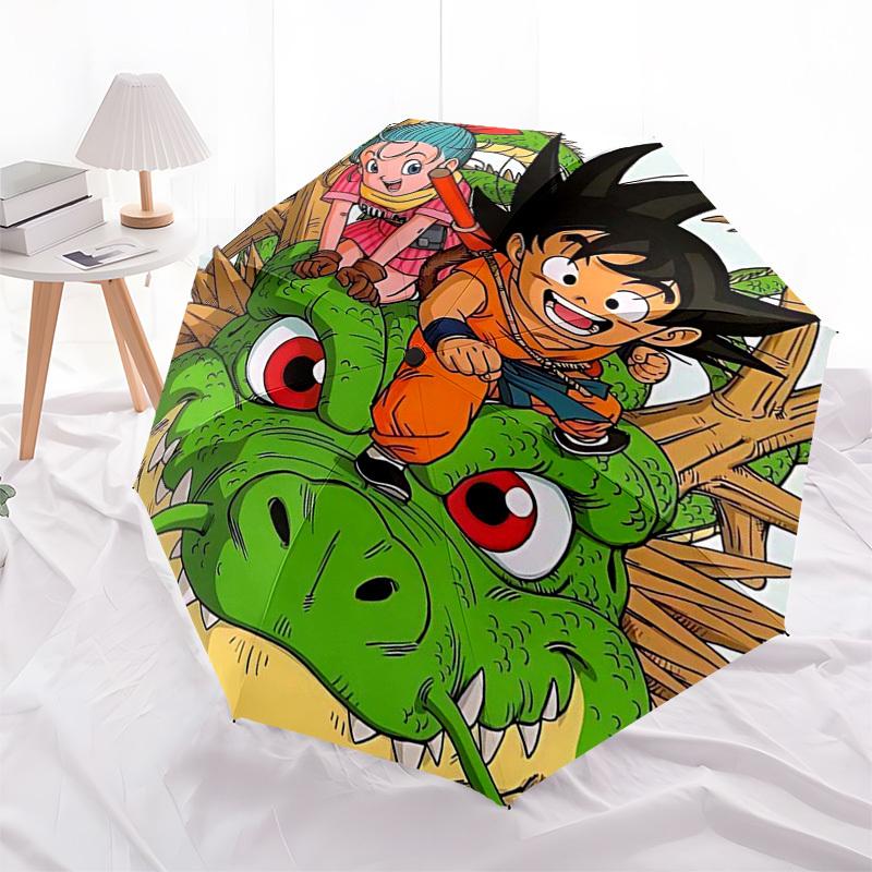 1pc Dragon Ball Z Goku & Chi-Chi Outdoor Umbrella - Automatic Opening/Closing - Portable 3-Fold Design - Iron Frame - Ideal Gift for Fans, Travelers,