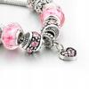 Bracciale Modulare Argento Perline Rosa Ciondoli Regolabile 19 - 22 cm