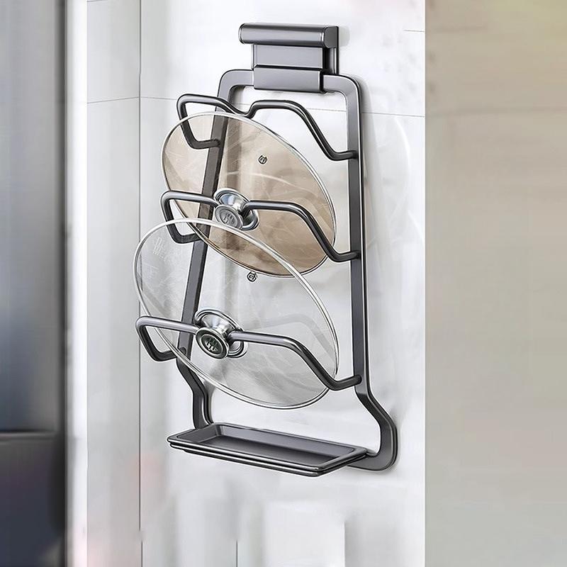 Pot Lid Rack, Non Perforated Wall Mounted Kitchen Storage Rack, Large Vegetable Board Holder, Household Storage Multi-layer Cutting Board Rack