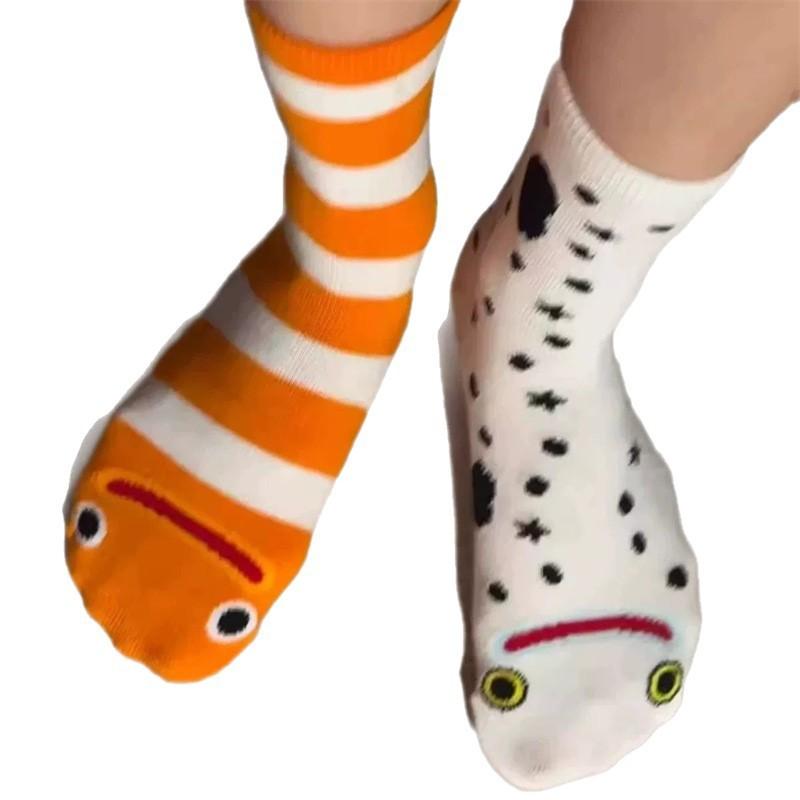 Kreative Damen Cartoon Garten Aal Mittelrohr Freizeitsocken Ins Style Niedlich Gestreift Lustig Fisch Baumwolle Atmungsaktiv Frotteesocken