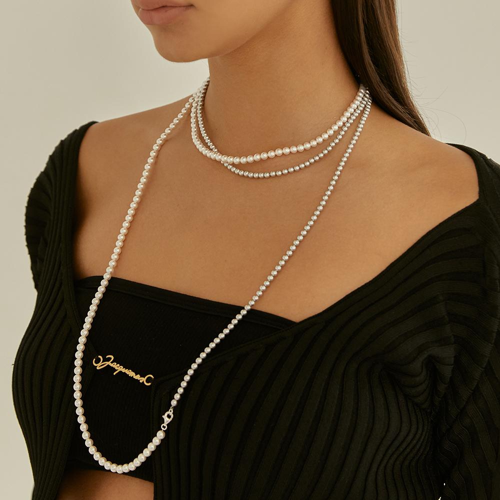 Lunne Silver 925 Two-Way White Gray Pearl Necklace #Lsn51