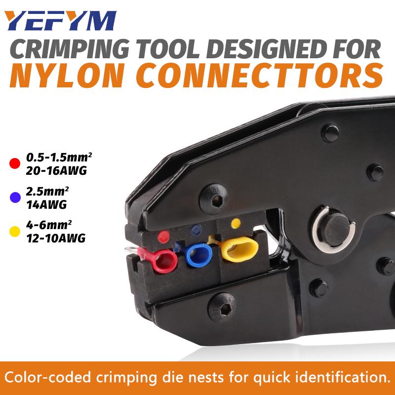 Crimping Tool For Insulated Electrical Connectors - Ratcheting Wire Crimper - Wire Crimp Tool 22-10 AWG(0.5-6mm)