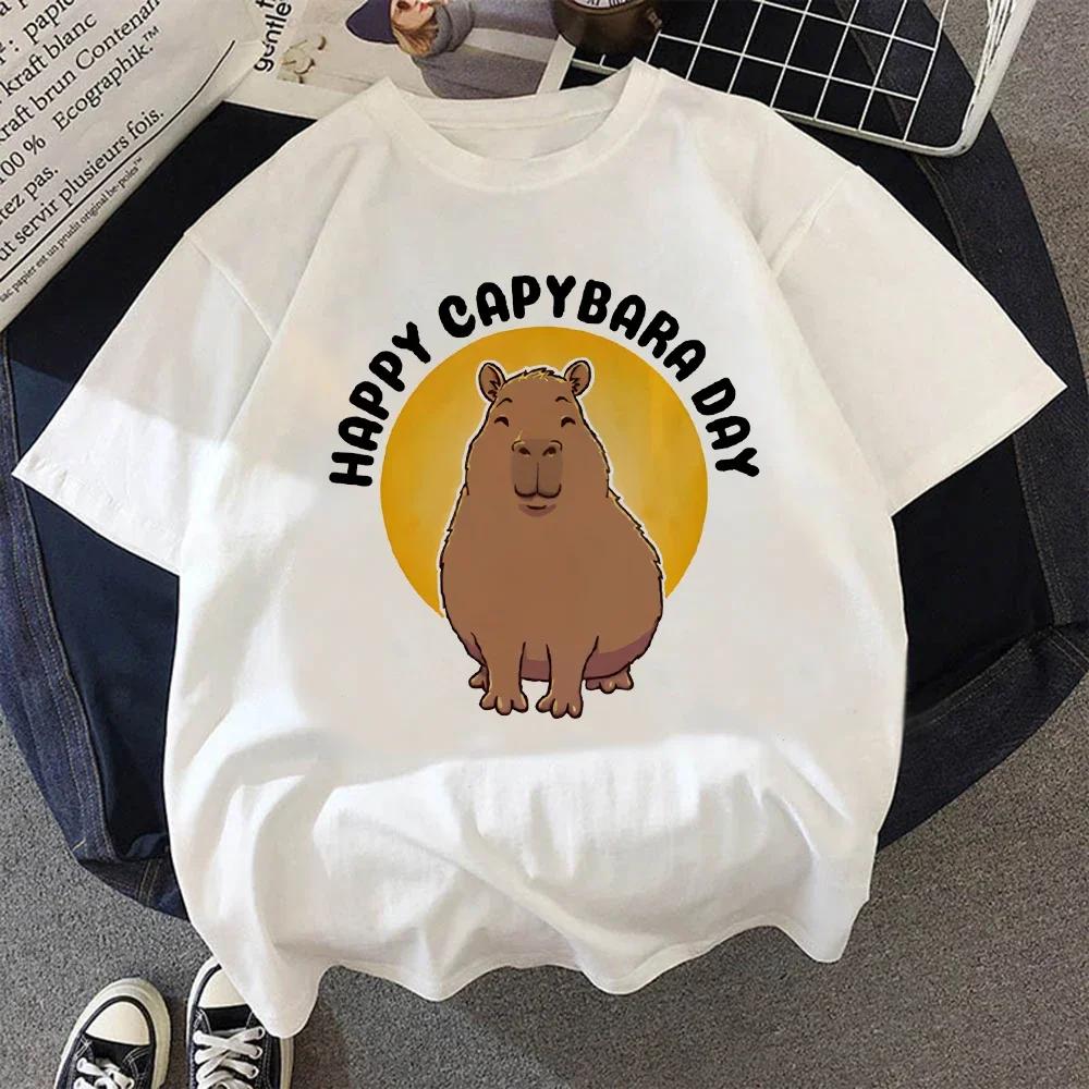 

Cute Capybaras Clothing T-Shirt men Women Vintage TShirt 2025 Casual Anime Top Manga Graphic Tee Autumn and winter innerwear S